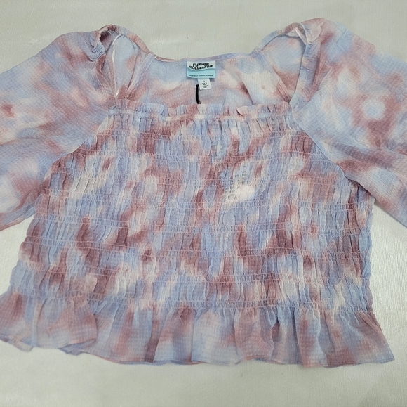 1X Purple Watercolor Long Sleeve Smocked Bodice Top by Future Collective's - Picture 2 of 16